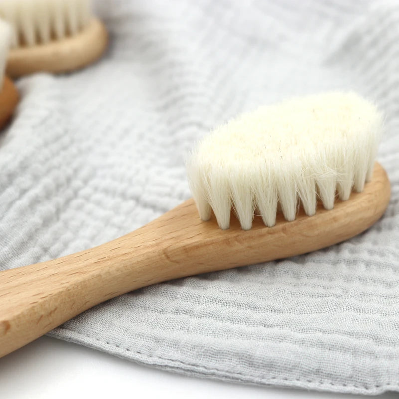 Baby Beech Wood Brush & Comb Gift Set — Gentle 2-Piece Hair Care Set for Newborns & Toddlers