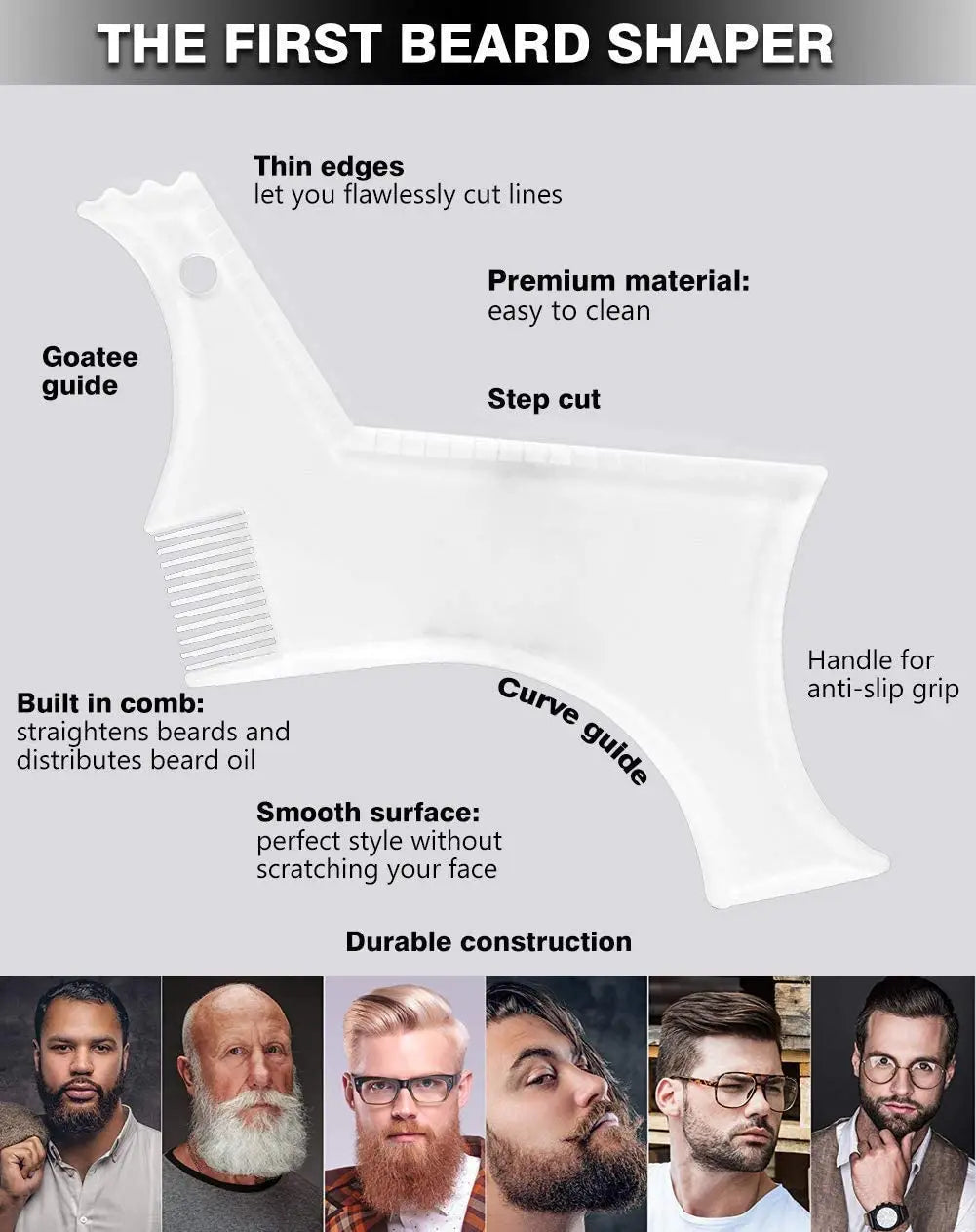 Men's Beard Shaping Tool — All-in-One Stainless Steel Styling Template & Comb