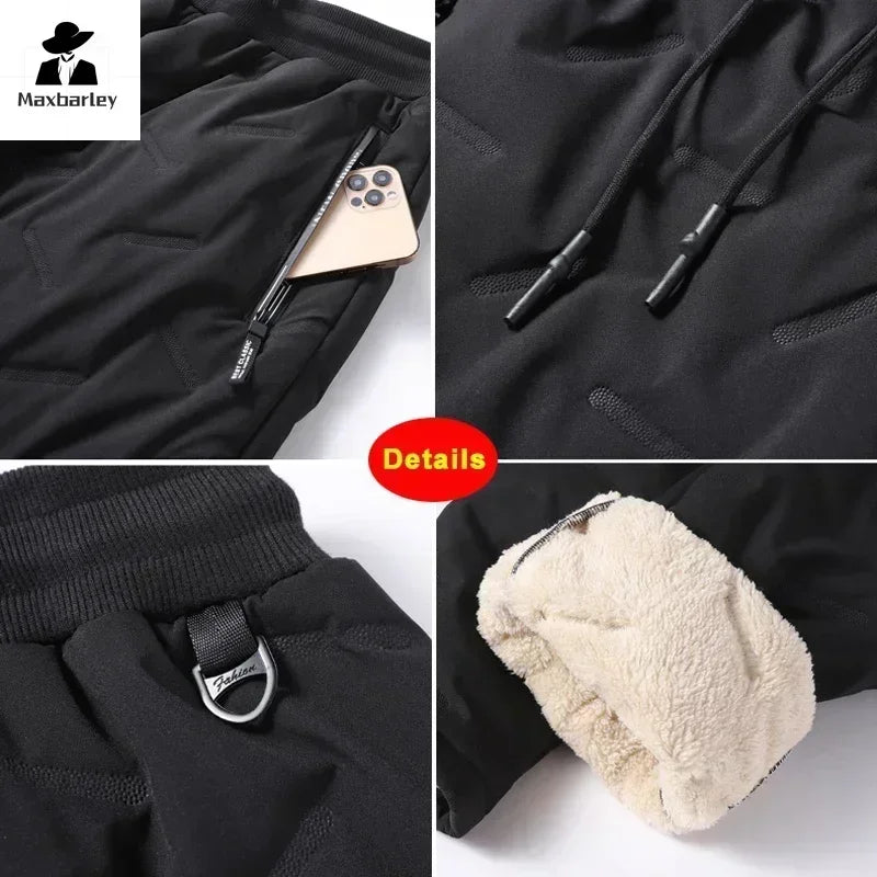 Men’s Insulated Waterproof Winter Jogger Pants — Fleece-Lined Down Cotton Warm Trousers up to 7XL