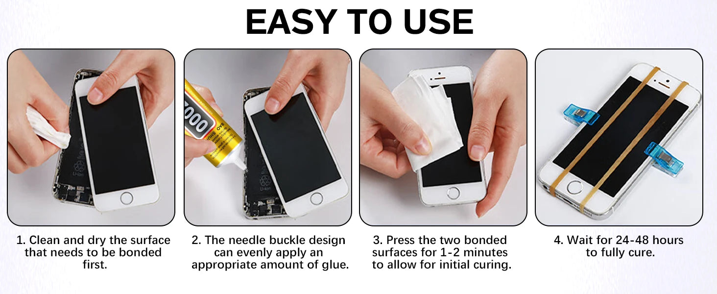 Adhesivo multiusos B-7000 / T-7000 — Pegamento transparente y negro para reparación de teléfonos, joyería y bricolaje (15 ml, 50 ml, 110 ml)