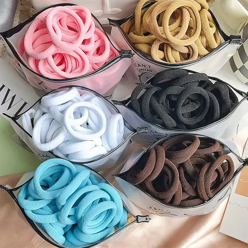Mixed Colors Hair Ties & Scrunchies — 30/50/100-Pack Elastic Bands