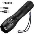 Linterna recargable con zoom T6 LED — Foco telescópico de aleación de aluminio para exteriores