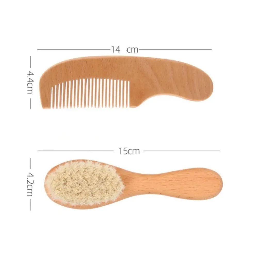 Baby Beech Wood Brush & Comb Gift Set — Gentle 2-Piece Hair Care Set for Newborns & Toddlers