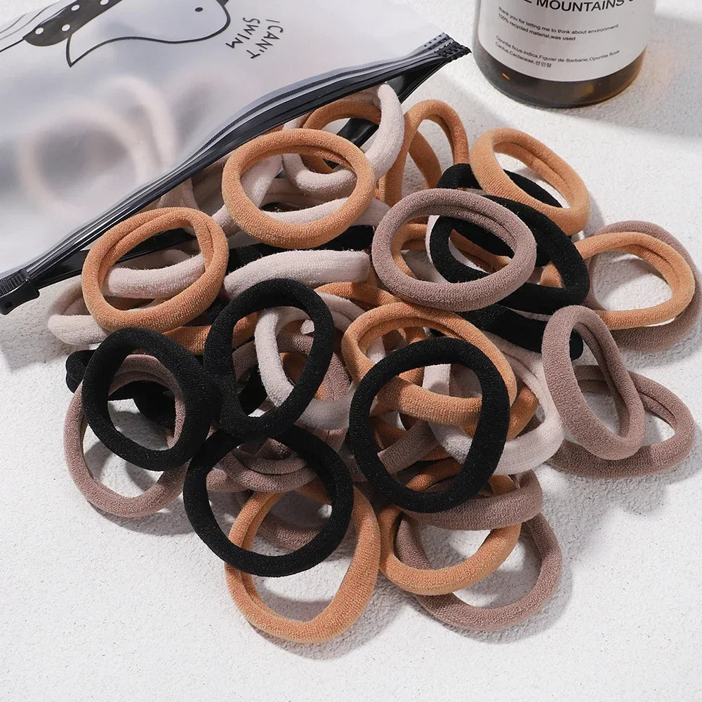 Mixed Colors Hair Ties & Scrunchies — 30/50/100-Pack Elastic Bands