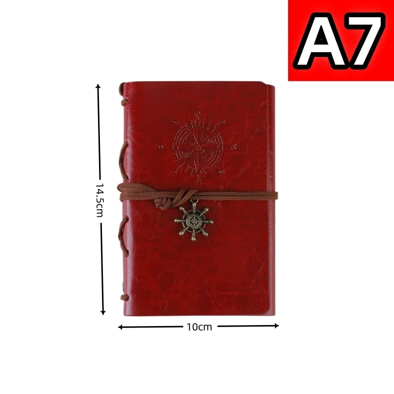 Retro PU Leather Traveler Notebook — Soft Cover Kraft Paper Diary for Kids & Adults, 14x10cm