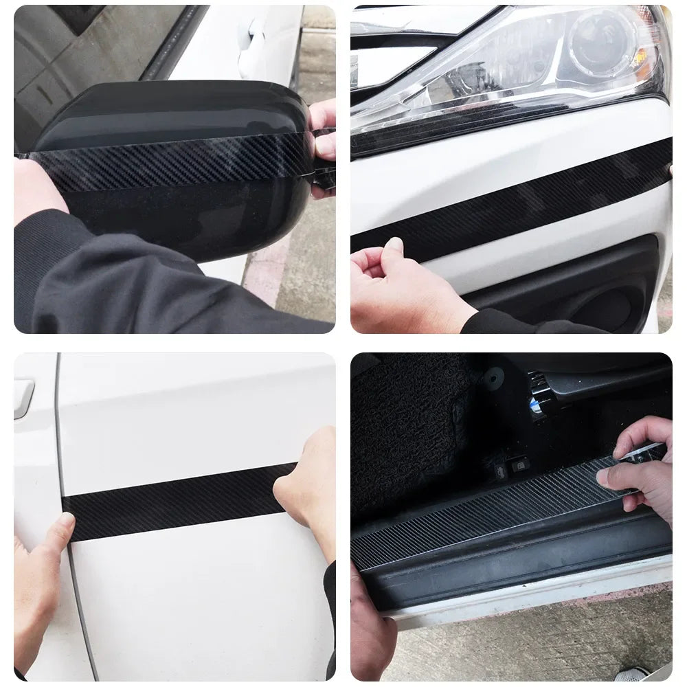 Cinta Protectora para Puertas de Coche de Nanofibra de Carbono — Tira Adhesiva Impermeable Antirrayas 1–5m