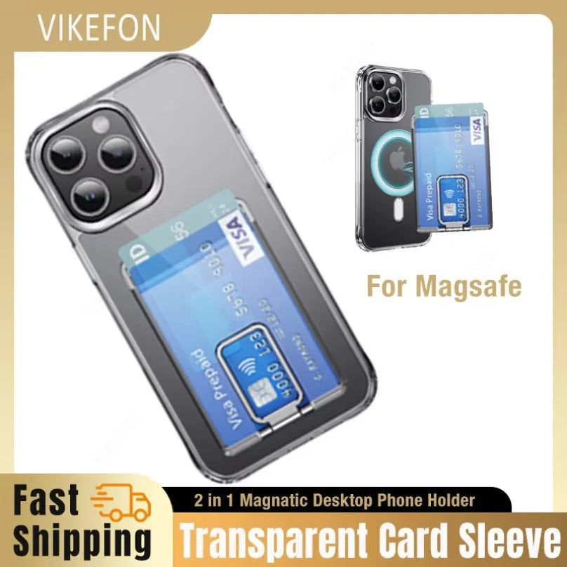 2-in-1 MagSafe Phone Case with Card Holder — Clear Magnetic Wallet