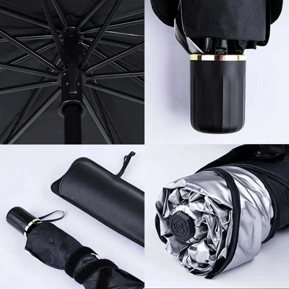 Parasol para parabrisas de coche — Plata titanio, engrosado, plegable, protección UV