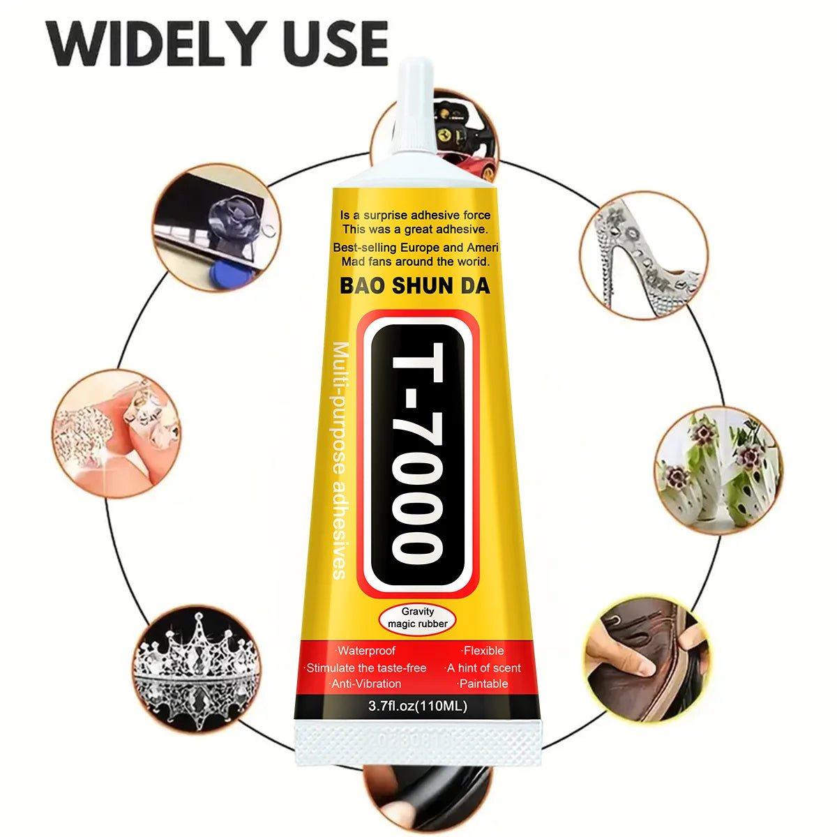 Adhesivo multiusos B-7000 / T-7000 — Pegamento transparente y negro para reparación de teléfonos, joyería y bricolaje (15 ml, 50 ml, 110 ml)