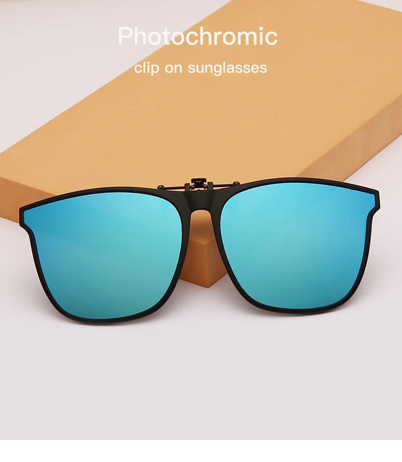 Gafas de sol polarizadas fotocromáticas de clip — Cuadradas, antideslumbrantes UV400, estilo vintage