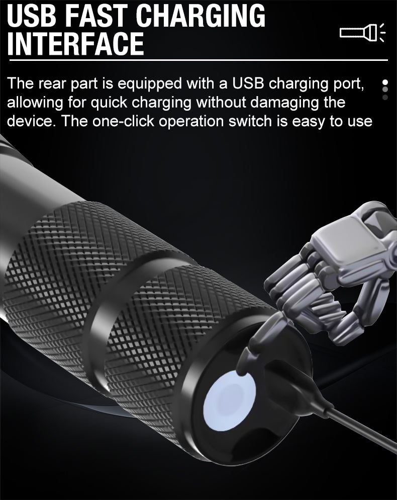 Linterna recargable con zoom T6 LED — Foco telescópico de aleación de aluminio para exteriores